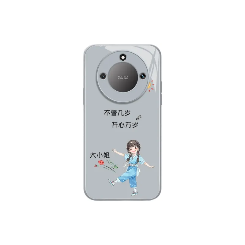 PHILIPS Glass Material Trendy Cartoon Pattern Size Sister Refreshing Phone Cases Compatible With Honor X Collection-6