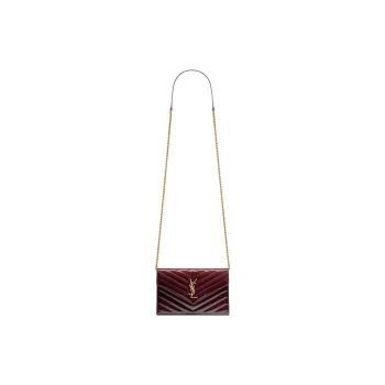 SAINT LAURENT CASSANDRA Calfskin Envelope Bag, Wallet, Shoulder Bag, Crossbody Bag Women's Dark Red Wine