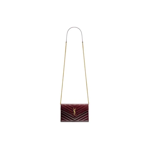 SAINT LAURENT CASSANDRA Calfskin Envelope Bag, Wallet, Shoulder Bag, Crossbody Bag Women's Dark Red Wine