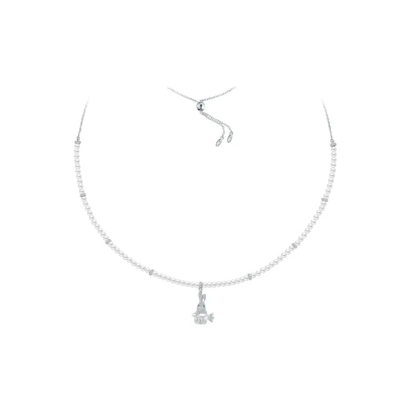 BABYBEI 925 Sterling Silver Pearl Chinese Zodiac Cute And Delicate Creative Niche Design Collarbone Chain Women's-0