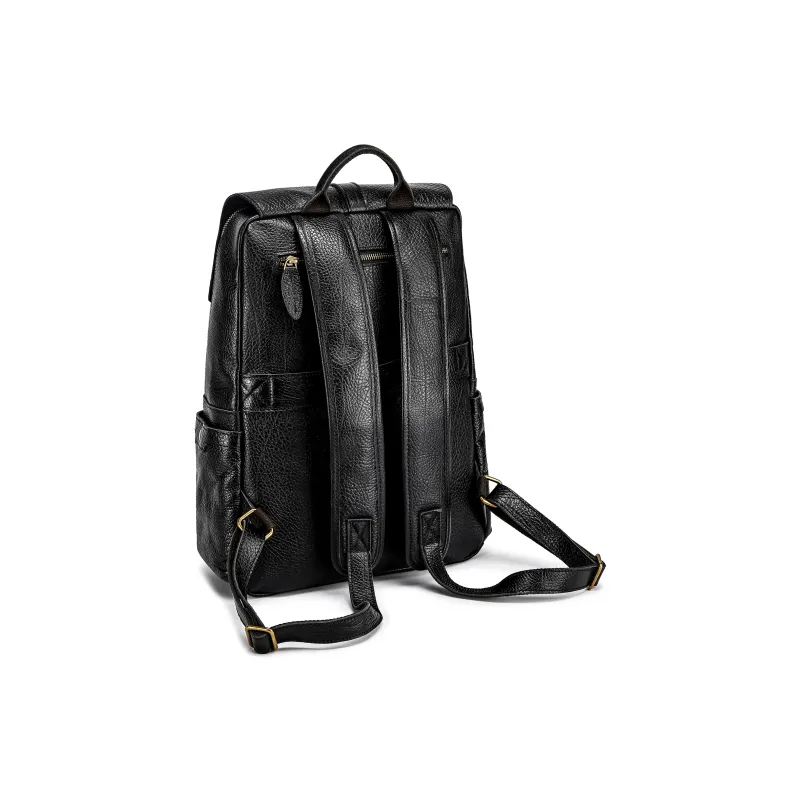 Ace Paul Top Grain Cow Leather Backpack Regular Unisex Black-3