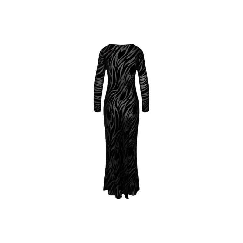 Realisation Par The Michelle Long-Sleeved Dresses Women's Tulip Devoré Velvet Effect-1