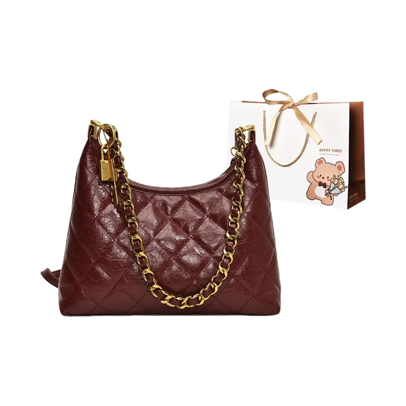ERANGBEAR PU Trendy Diamond Pattern Chain Bag Fashion Elegance Shoulder Bag Regular Women's Multicolor-4