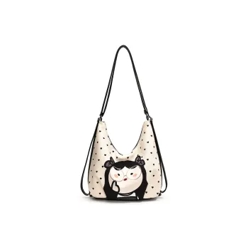 Yalu PU Double Shoulder Portable Crossbody Bag, Shoulder Bag Regular Women's Black/White/Khaki