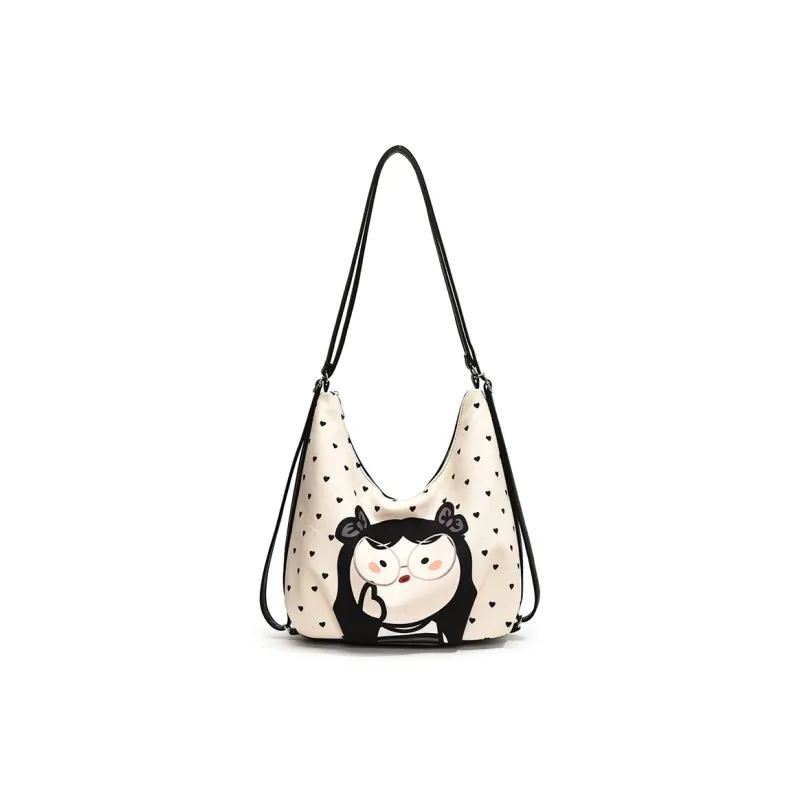 Yalu PU Double Shoulder Portable Crossbody Bag, Shoulder Bag Regular Women's Black/White/Khaki-0