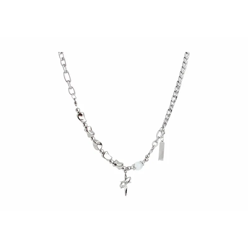 Muyan Titanium Steel Fragmented Stone Sparkle Necklace Unisex-3