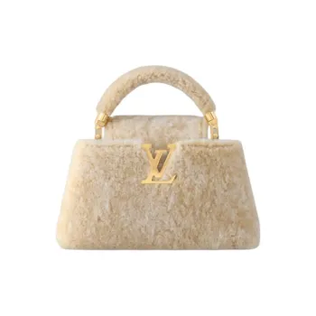 LOUIS VUITTON SKI Skiing Series Shearling With Cow Leather Trim One Shoulder Crossbody Handbag Mini Women's Beige