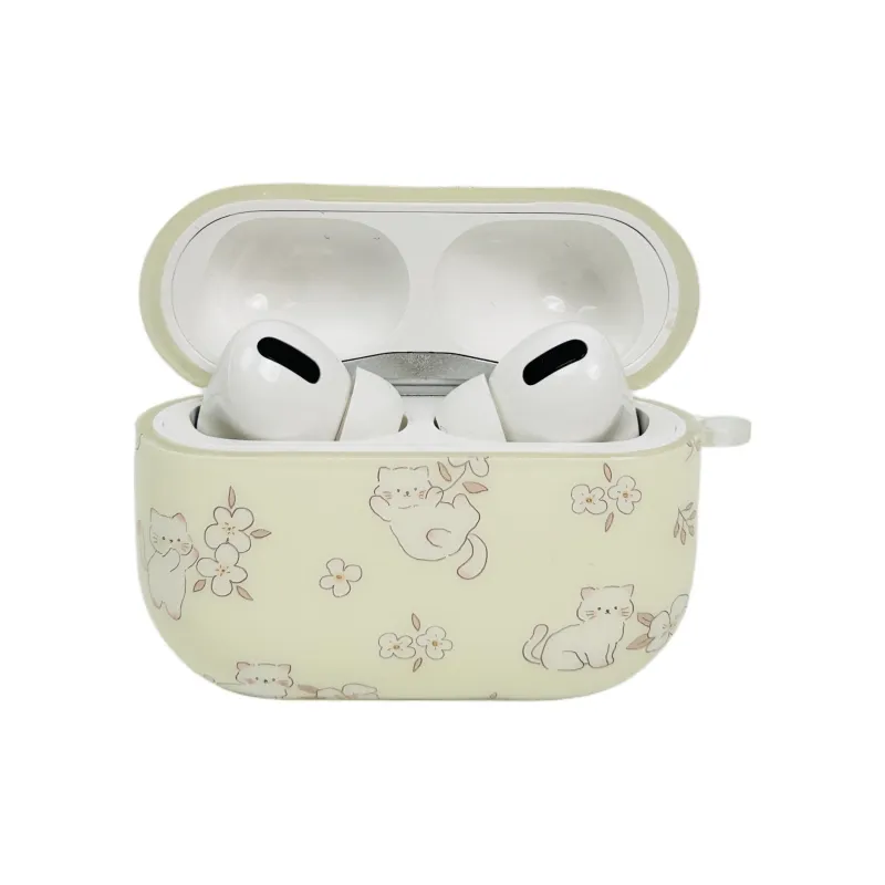 Sopi Compatibility With Apple AirPods 4/2/3/4th Generation/AirPods Pro/Pro 2 TPU Floral Cat Pendant Headphone Cases-7