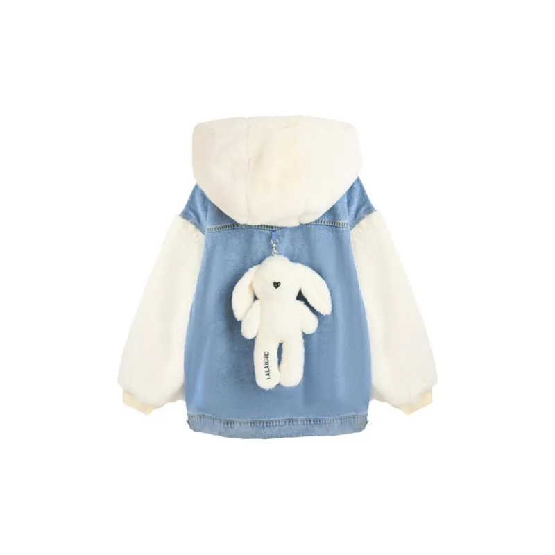 LALABOBO Velvet feel Coat Women's Medium Blue White-1