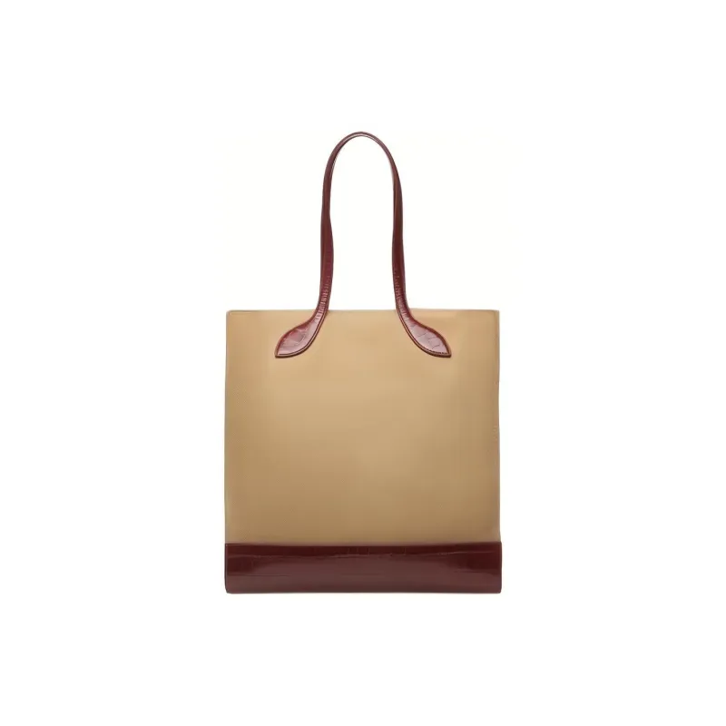BALLY Cow Leather Tote Bag Shopping Bag Handbag Large Size Women's Brown-1