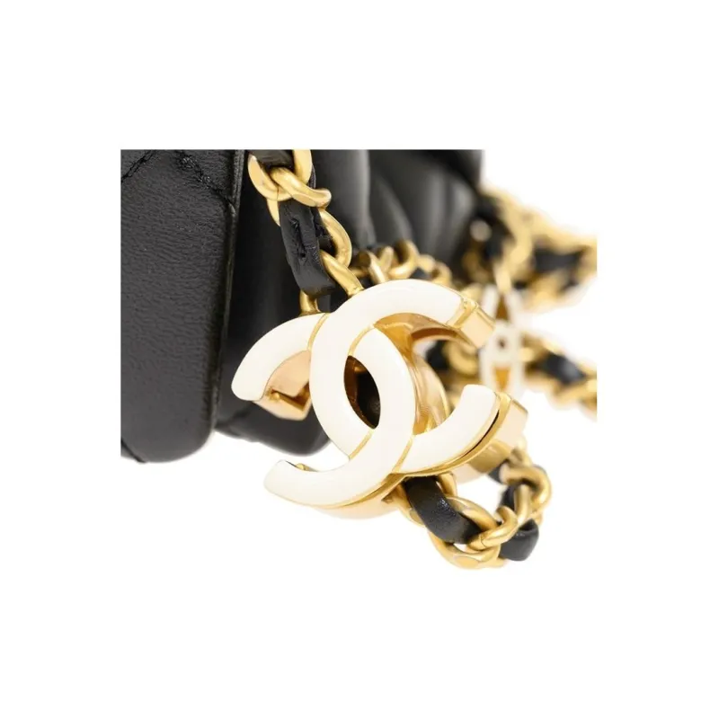 CHANEL Lambskin Crossbody Bag, Shoulder Bag Trumpets Women's Black-5