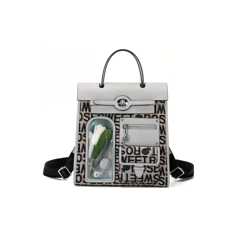 Anthracene Leather With Microfiber And Denim Double Shoulder Wave Regular Women's Multicolor-10