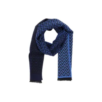 MISSONI Wool Knit Scarves Men's Blue