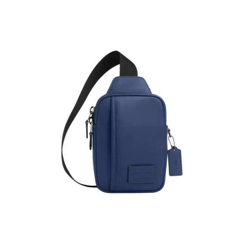 COACH Smooth Cow Leather Fanny Pack Sling Bags Mini Men's Dark Blue