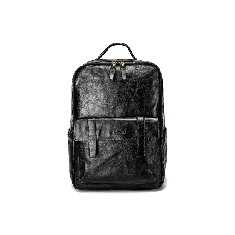 Ace Paul Top Grain Cow Leather Backpack Regular Unisex Black/Coffee-0