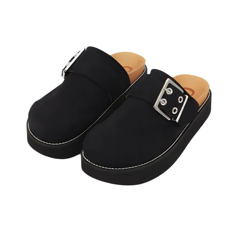 GANNI Feminine Buckle Felted Slides Women's-2