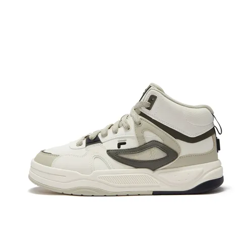FILA FUSION BANK II Wear Resistant Mid Top Skateboard Shoes Men's Antique White Color