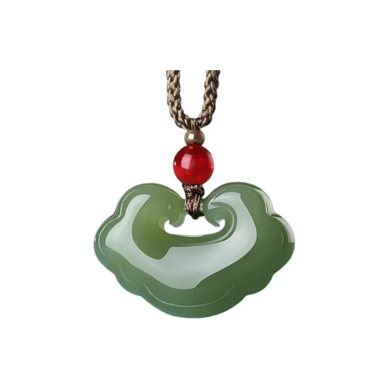 Run Ding Hetian Jade Necklaces Pale Greenish White Jade Unisex-4