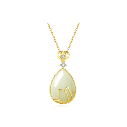 Gramda Necklaces Pale Greenish White Jade Women's