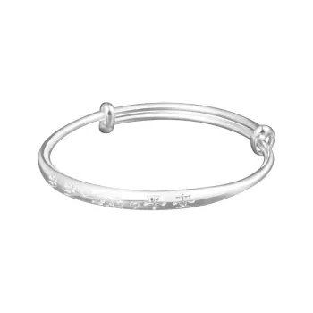 Stone Edge Poly Foot Silver Bracelet 999 Fine Silver Kids'