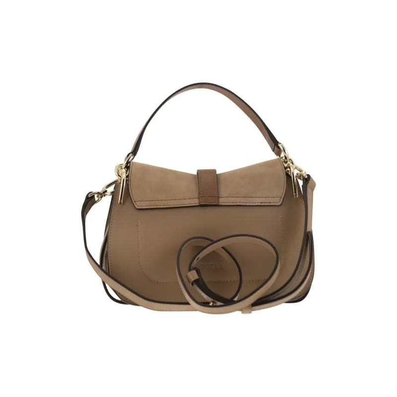 Furla Suede Shoulder Bag, Crossbody Bag, Handbag Mini Women's Brown-3