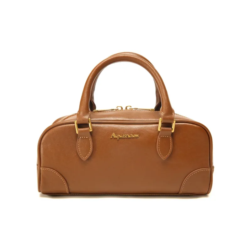 AQUASCUTUM Top Grain Cow Leather Boston Bag, Shoulder Bag, Handbag Regular Unisex Multicolor-0