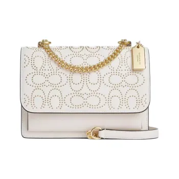 COACH Klare Pebbled Leather Shoulder Bag, Crossbody Bag Small Size Women's White