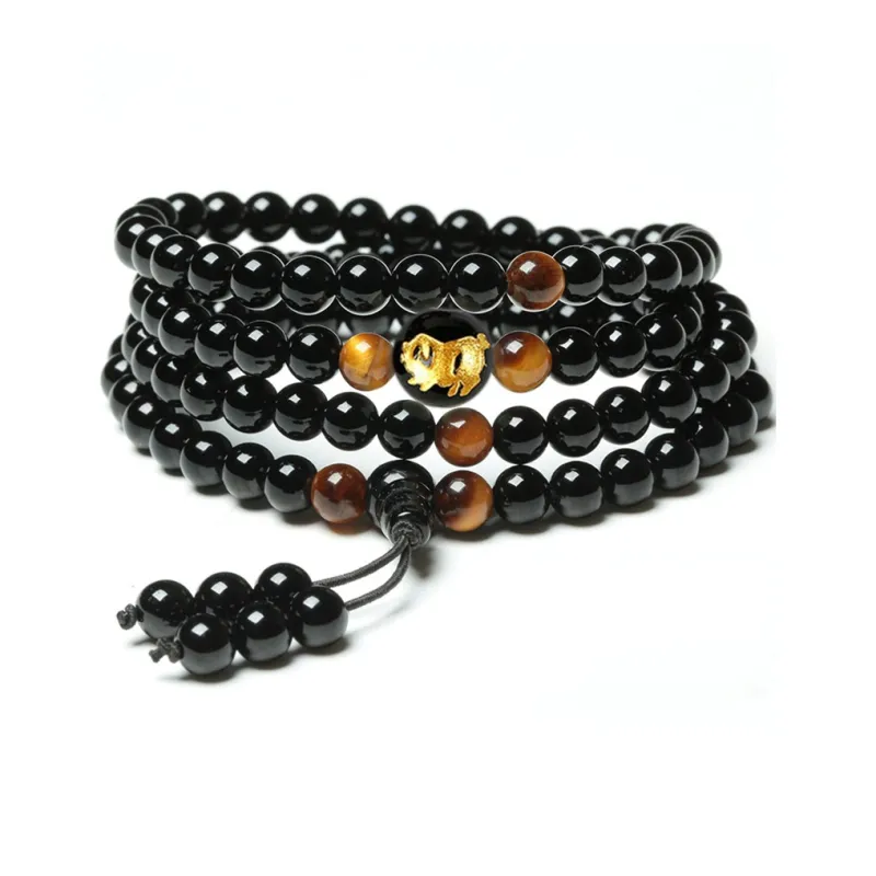 Bubble Scallops Obsidian Bracelets Unisex-16