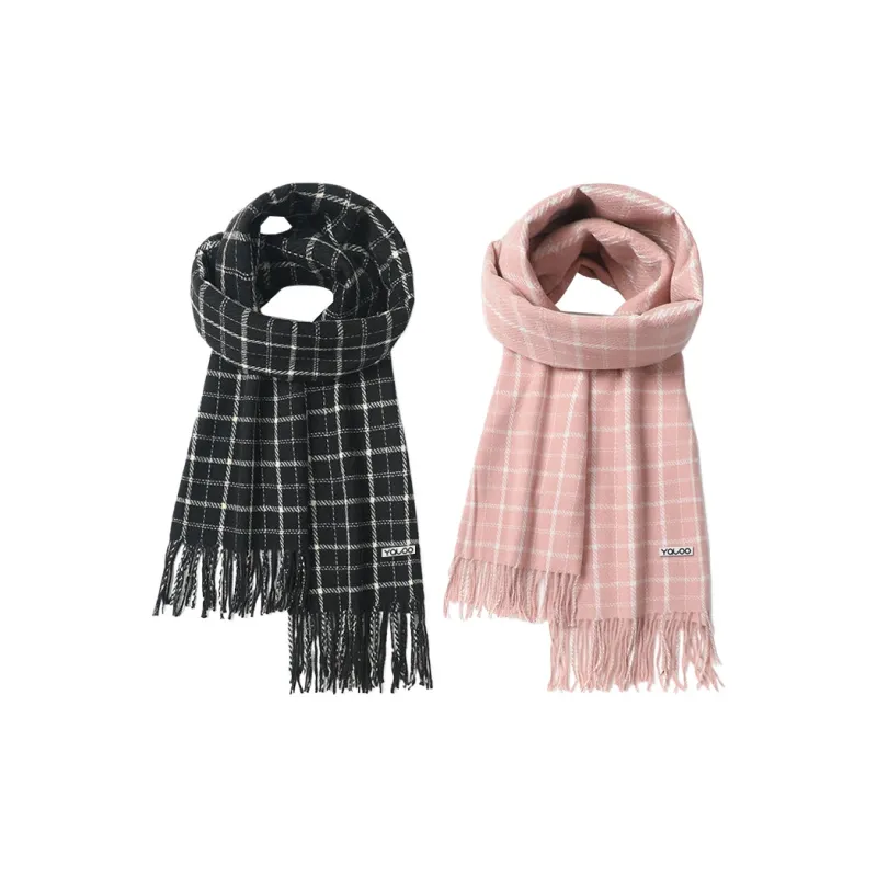 Yalu Polyester Knit Scarves Unisex Black/Ecru/Light Pink/Dark Gray-6
