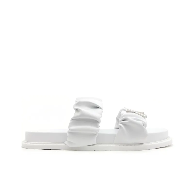 ARMANI EXCHANGE Ruched-detailed Logo-plaque Slides-1
