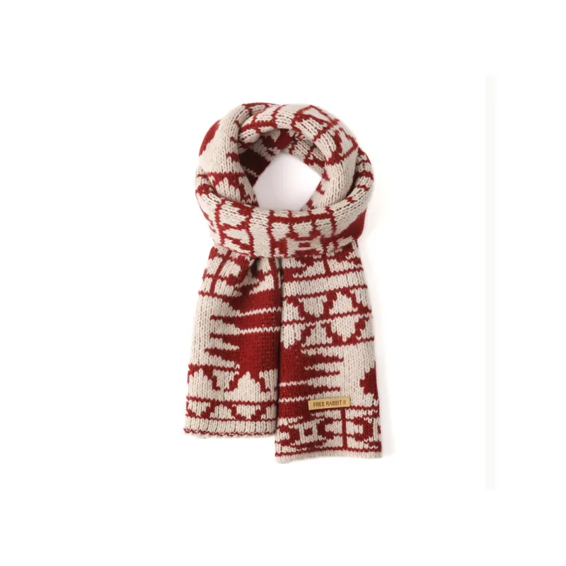 FREE RABBITⅡ Wool Knit Scarves Unisex-4