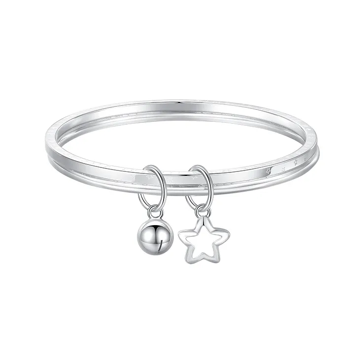Heart Grass 999 Fine Silver Bangles Women's-0
