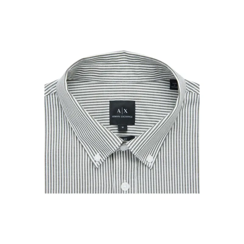 ARMANI EXCHANGEAE FW24 Shirt Men's White Navy Blue Stripes-3