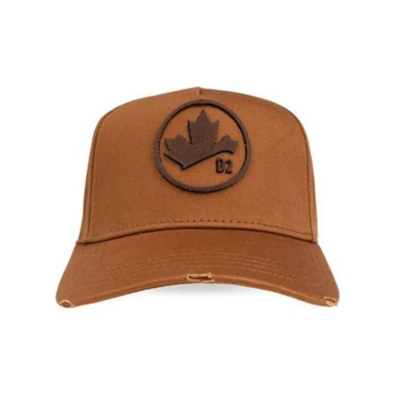 DSQUARED2 Maple Leaf Appliqué Distressed Baseball Cap-0