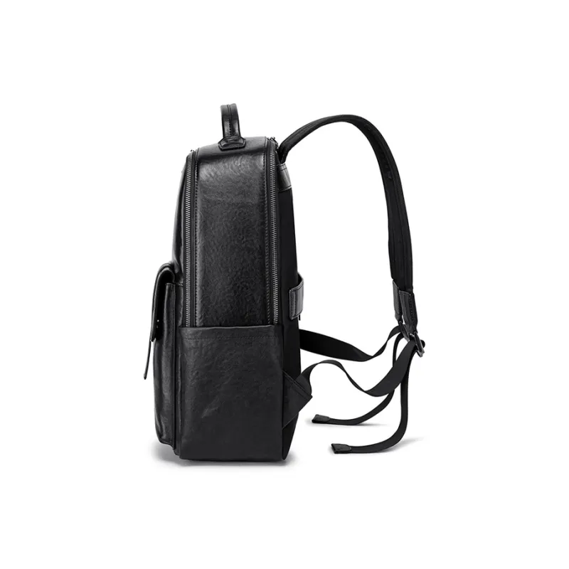 FAIRWHALE Top Grain Cow Leather Backpack Regular Unisex Black-2