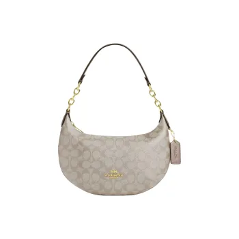 COACH Payton Coated Canvas Hobo Bag Handbag Shoulder Bag Large Size Women's Champagne