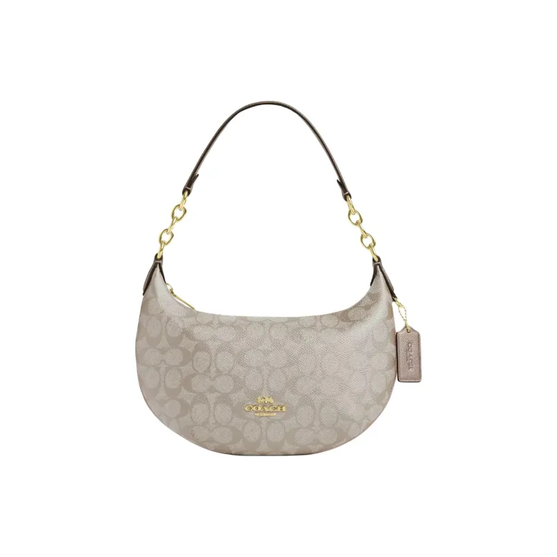COACH Payton Coated Canvas Hobo Bag, Handbag, Shoulder Bag Tubas Women's Champagne-0