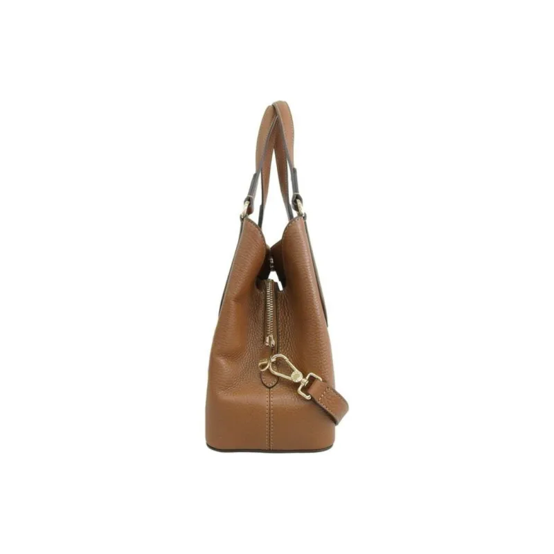 Furla Dafne Leather Shoulder Bag Crossbody Bag Handbag Women's Cognac Brandy-3