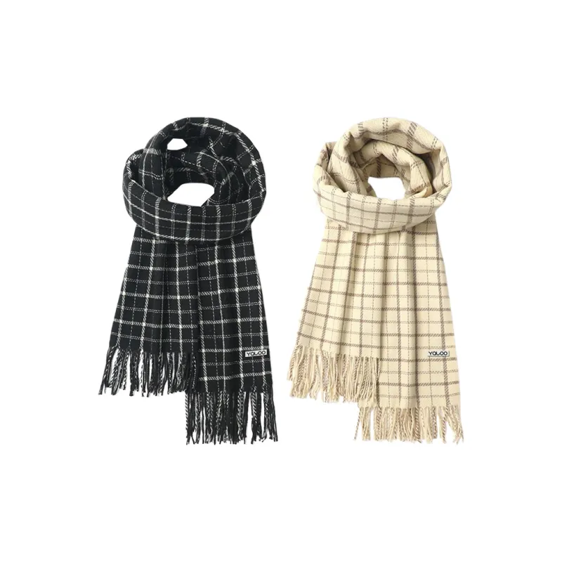 Yalu Polyester Knit Scarves Unisex Black/Ecru/Light Pink/Dark Gray-5
