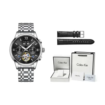 Colev Kie Automatic Mechanical Movement Stainless Steel Watchband Men's Watches Black Dial