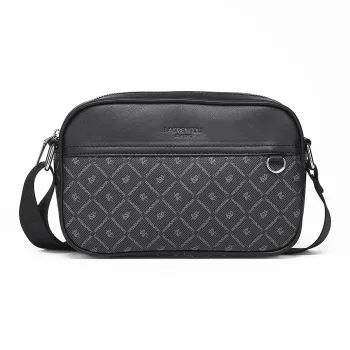 Old Man's Head PVC Shoulder Bag Crossbody Bag Small Size Unisex Black