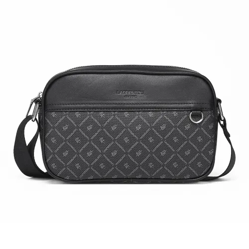 Old Man's Head PVC Shoulder Bag Crossbody Bag Small Size Unisex Black