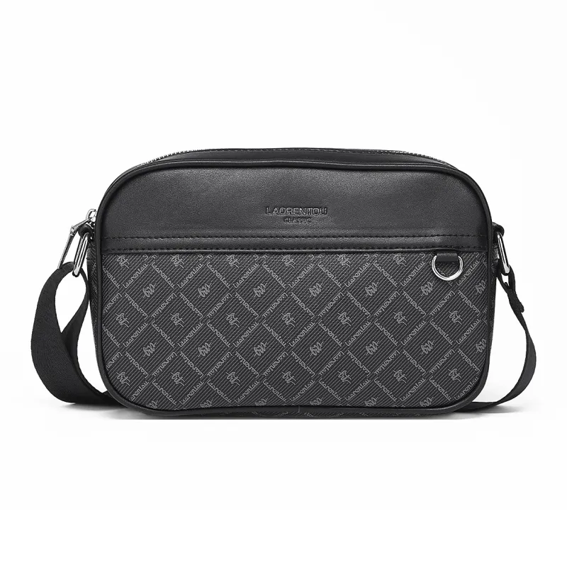 Old Man's Head PVC Shoulder Bag Crossbody Bag Small Size Unisex Black-0