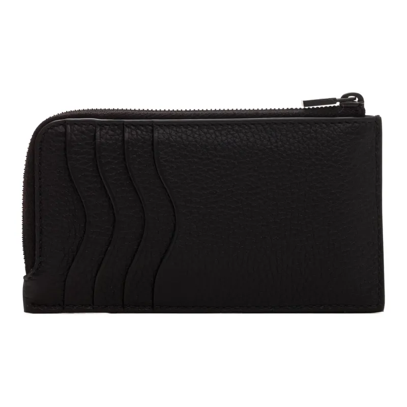 Loro Piana Leather Card Holder Men's Black-3