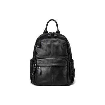 Ace Paul Top Grain Cow Leather Backpack Unisex Black