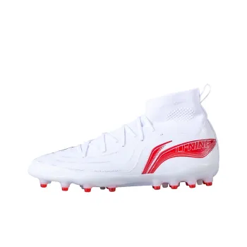 LiNing Artificial Ground Durable Breathable Soccer Shoes Men's White Red