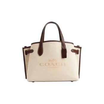 COACH Fabric Cow Leather Patchwork Shoulder Bag Crossbody Bag Handbag Large Size Women's Natural Multicolor