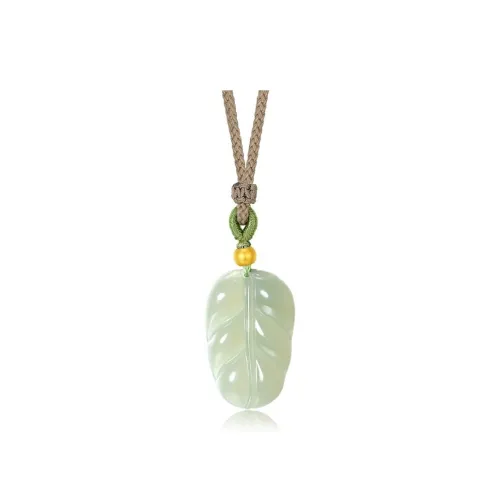 KING TAI SANG Necklaces Pale Greenish White Jade Unisex