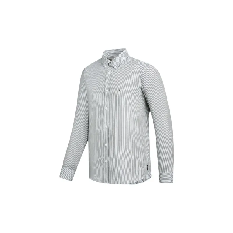 ARMANI EXCHANGEAE FW24 Shirt Men's White Navy Blue Stripes-2