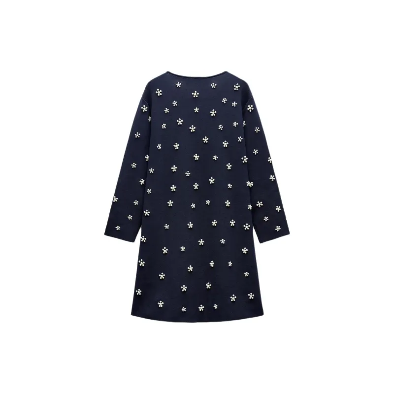 ZARA Long-Sleeved Dresses Women's Sea Blue-1